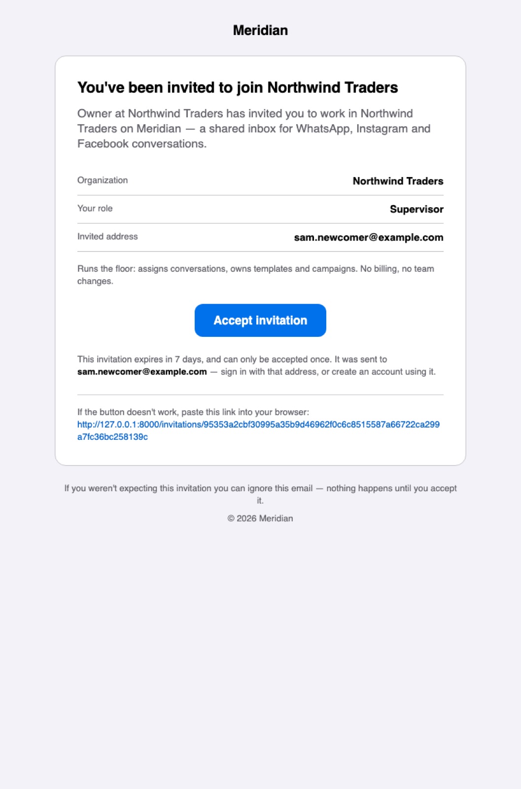 The invitation email a teammate receives
